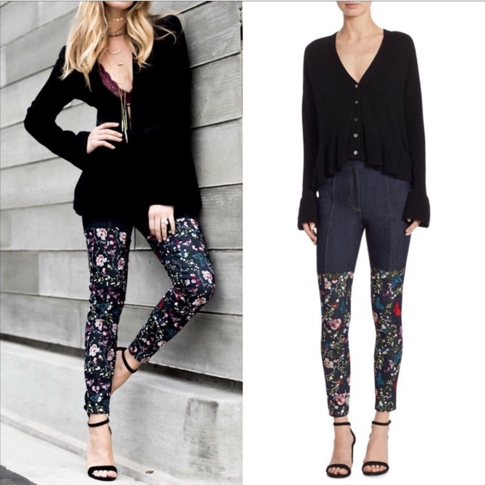 NWT| Cinq a Sept Eva Marie Embroidered Skinny Jeans Pants | Sz 6
